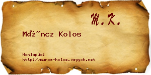 Müncz Kolos névjegykártya
